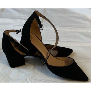 Black suede 2 inch heels